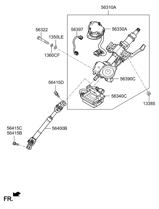 Hyundai 56390-D3200 Column & Housing Assembly