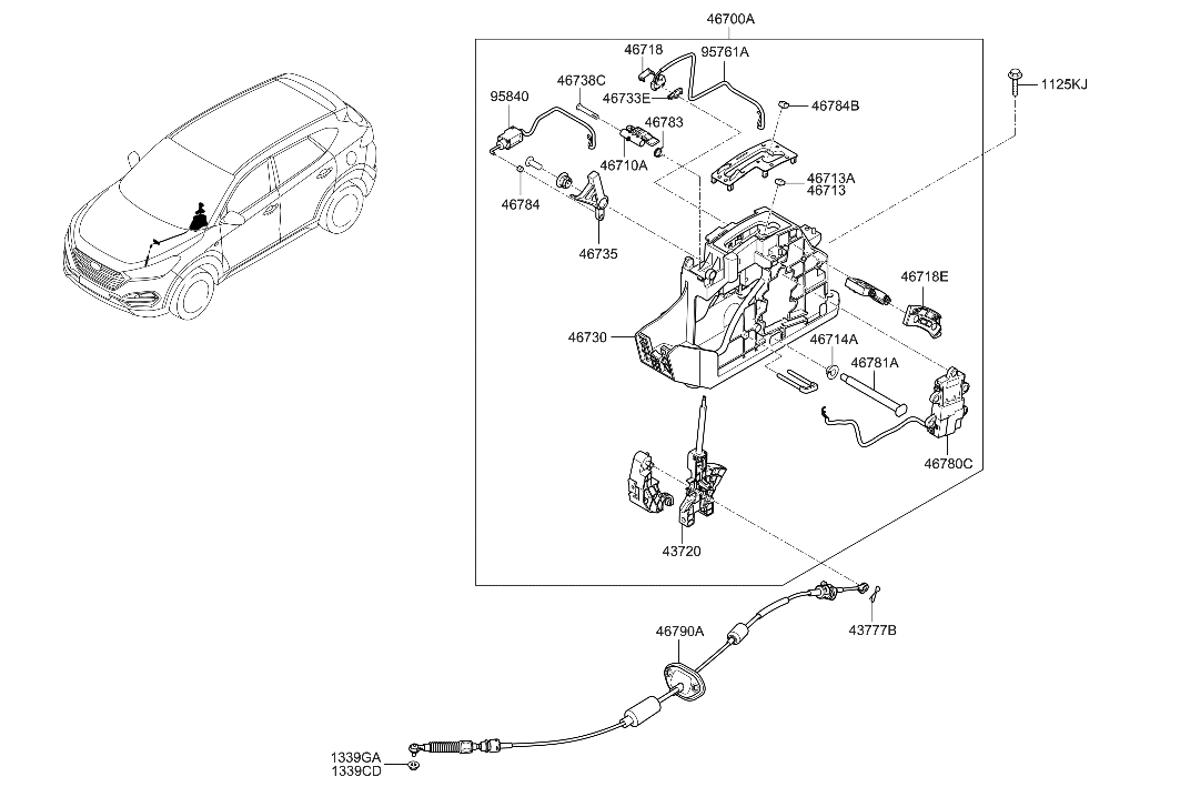 Hyundai 46700-D3060 Lever Assembly-Automatic Transmission