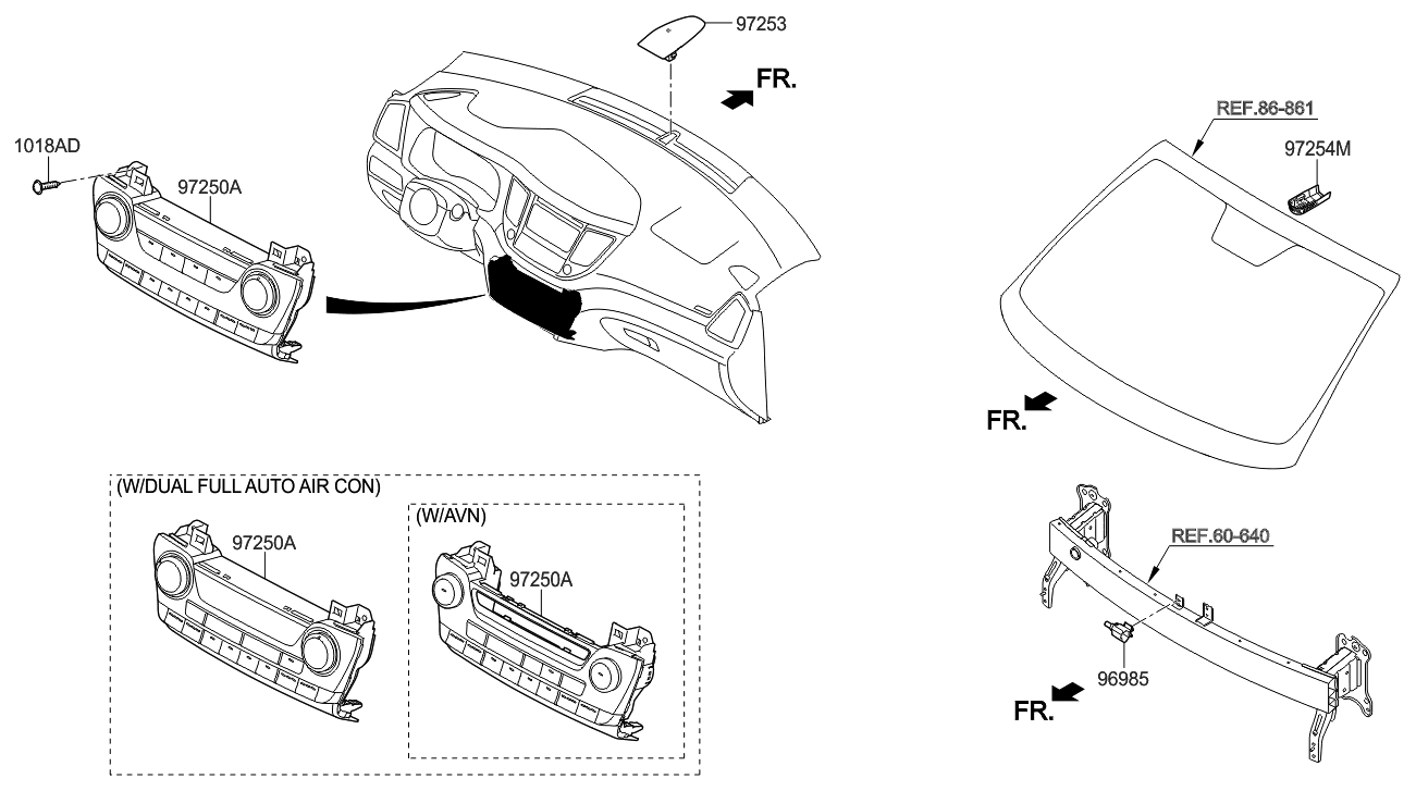 Hyundai 97250-D3591-YAK Heater Control Assembly