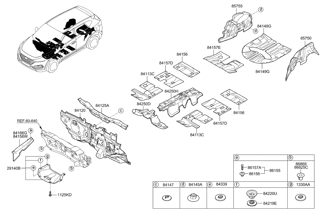 Hyundai 84250-D3000 Pad Assembly-Front Tunnel