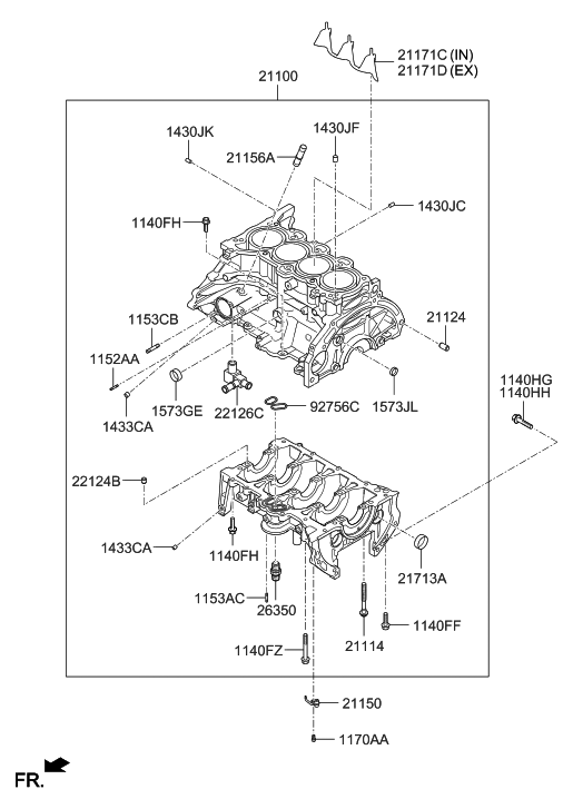 Hyundai 21100-2E053 Block Assembly-Cylinder