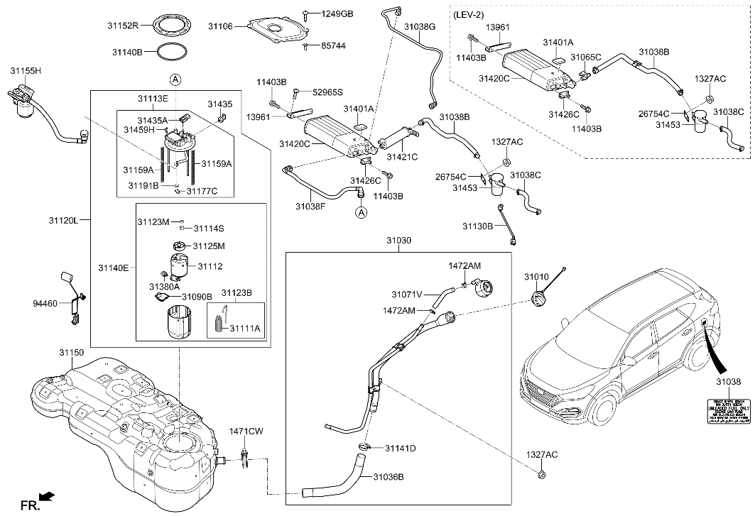 Hyundai 31131-D3000 Cable Assembly-Fuel Pump