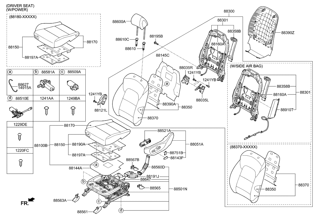 Hyundai 88303-D3300-T9R Back Assembly-Front Seat,LH