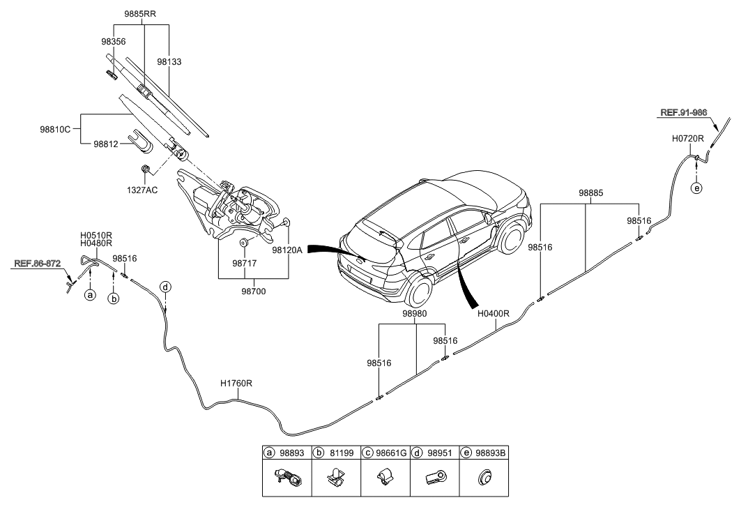 Hyundai 98951-D3000 Clip-Rear Washer Hose