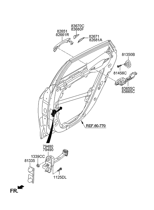 Hyundai 83662-3V000-VR5 Cover-Rear Door Outside Handle,RH