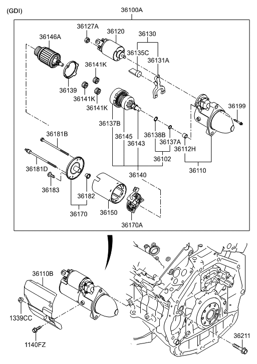 Hyundai 36140-3C221 Shaft Assembly-Clutch