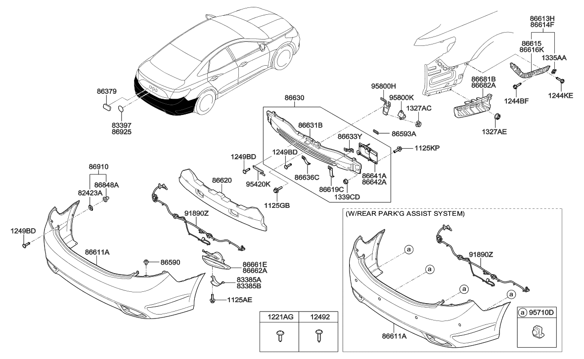 Hyundai 86631-3V100 Rail-Rear Bumper