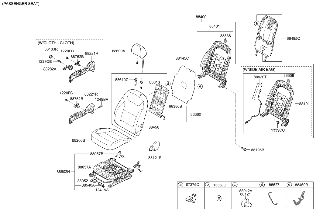 Hyundai 88460-G7230-SHU Front Right-Hand Seat Back Covering Assembly