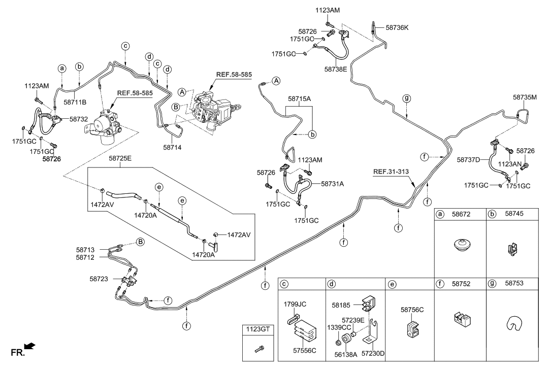 Hyundai 58723-G2300 Connector Assembly-Brake Fuel Line