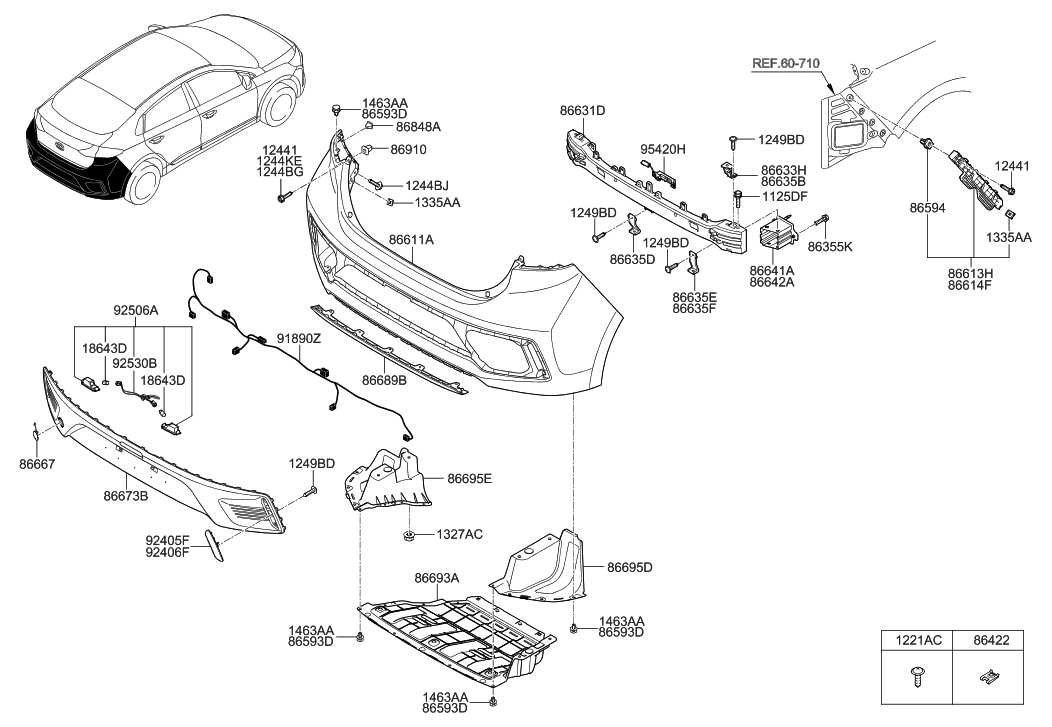 Hyundai 86642-G7000 Stay-Rear Bumper RH