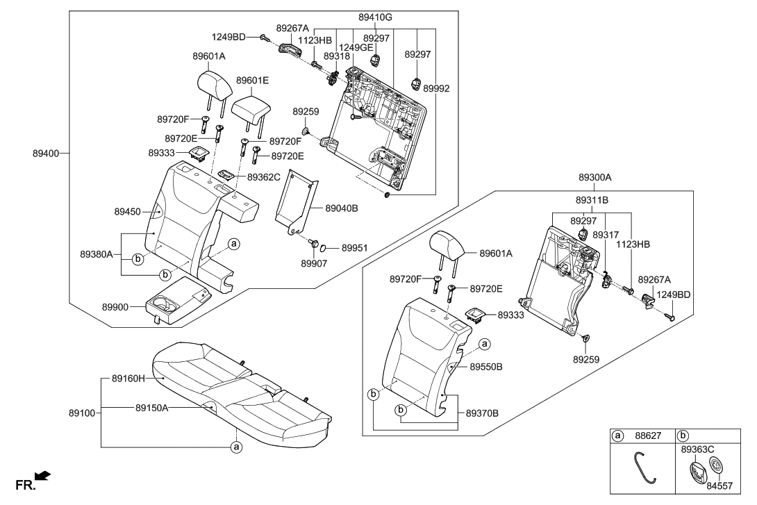 Hyundai 89300-G2051-SHH Back Assembly-RR Seat LH