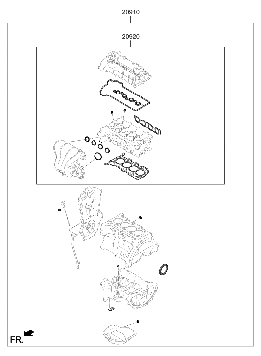 Hyundai 20920-03U04 Gasket Kit-Engine Overhaul Upper