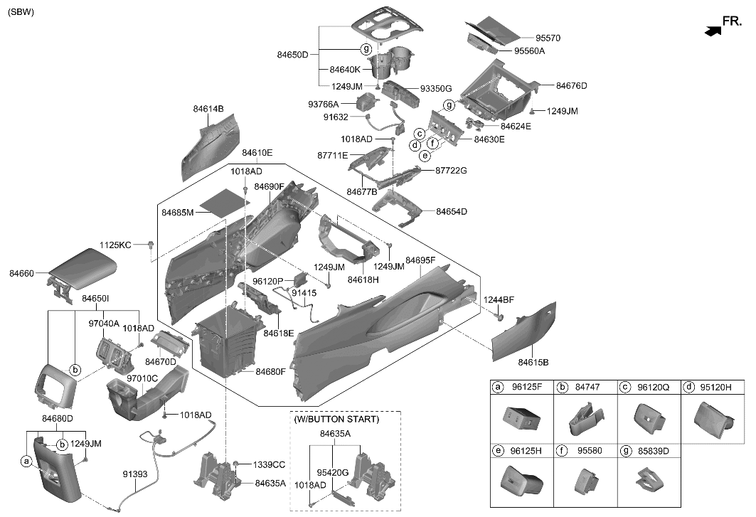 Hyundai 84610-CW110-NNB Console Assembly-Floor