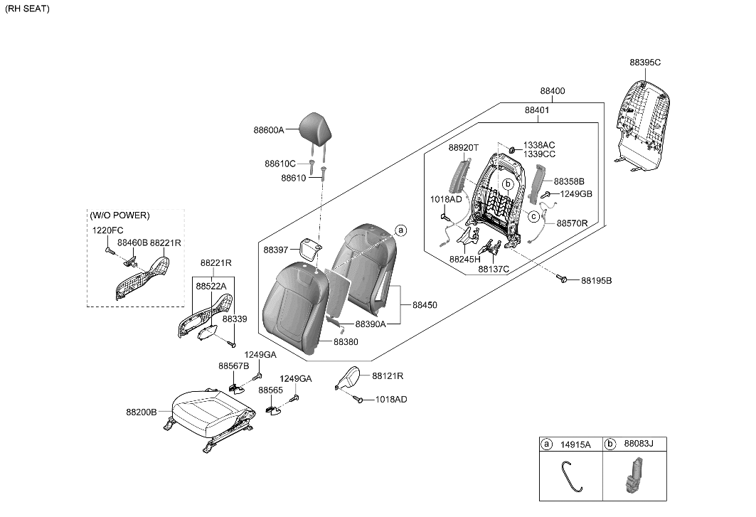 Hyundai 88200-CW050-PWM CUSHION ASSY-FR SEAT,RH