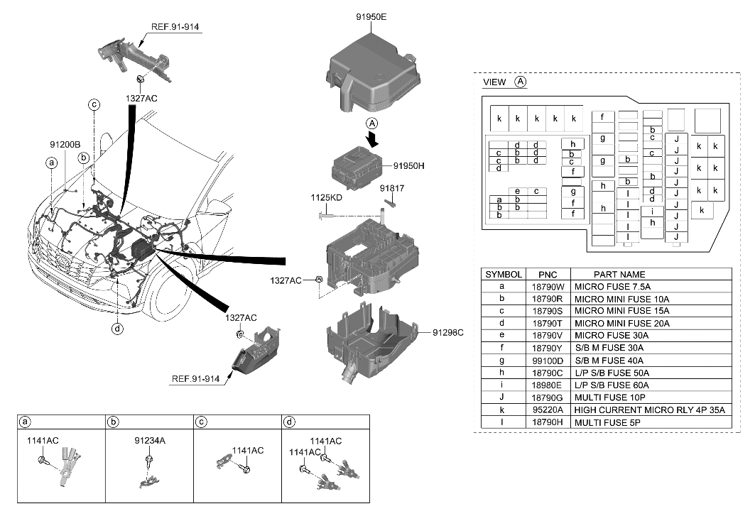 Hyundai 91200-CW511 WIRING ASSY-FRT