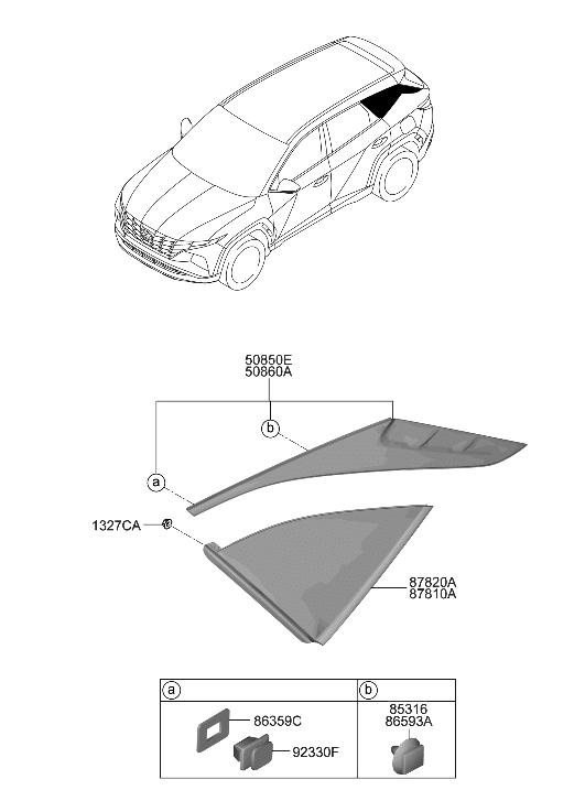 Hyundai 87850-CW001 GARNISH ASSY-C.PILLAR,LH