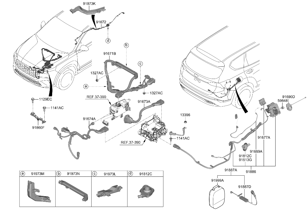 Hyundai 91681-CL010 WIRING ASSY-NORM CHGE INL CBL