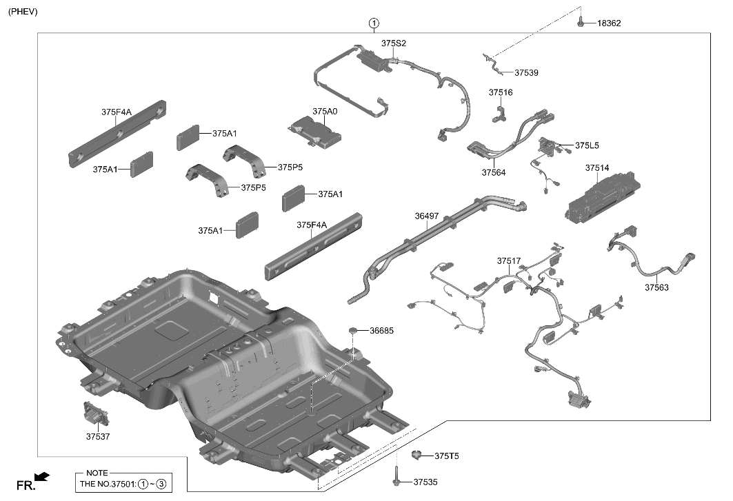 Hyundai 37564-P4500 Cable-Power,Negative High Volt