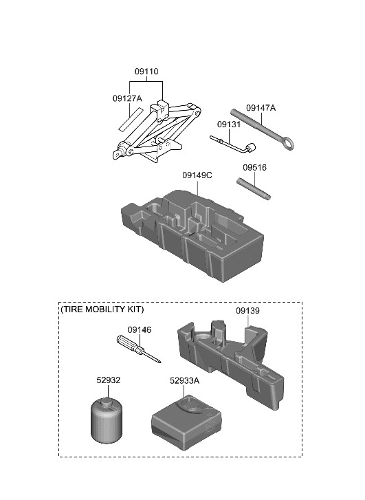 Hyundai 09139-CL000 CASE-TIRE MOBILITY KIT