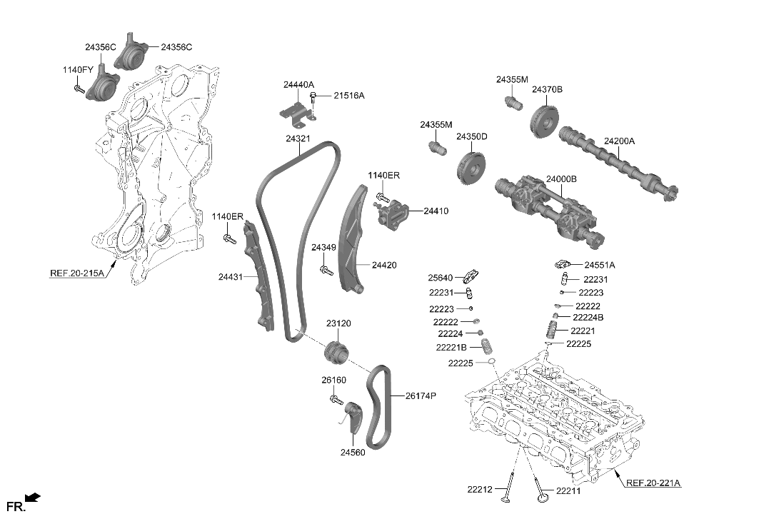 Hyundai 24200-2M801 Camshaft Assembly-Exhaust