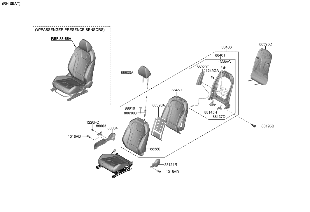 Hyundai 88400-AB010-S8S Back Assembly-FR Seat,RH