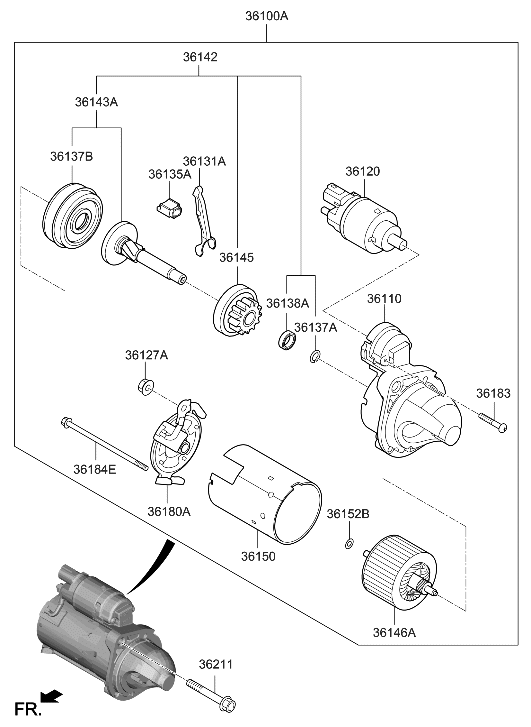 Hyundai 36110-2J100 Bracket Assembly-Starter,FRT