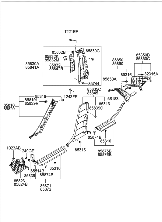 Hyundai 85824-3L000-X6 Trim Assembly-Cowl Side RH