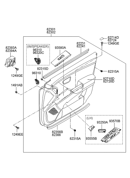 935703L500X6 Genuine Hyundai Power Window Main Switch Assembly