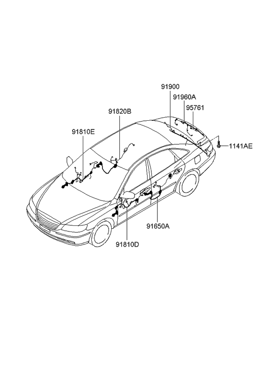 Hyundai 91600-3L050 Wiring Assembly-Front Door(Driver)