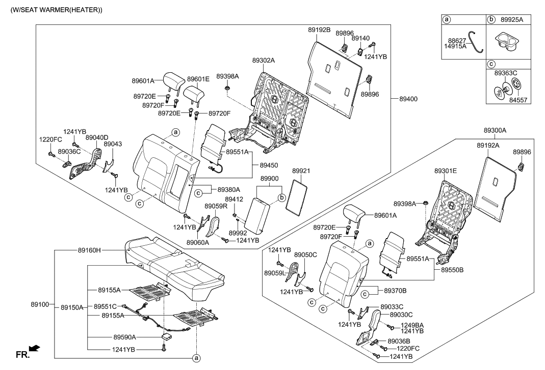 Hyundai 89101-D3430-RSK Seat Assembly-Double,RH