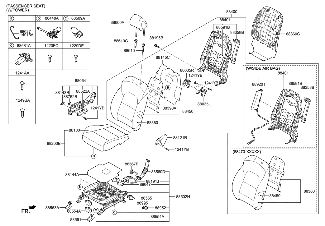 Hyundai 88400-D3680-RTF Back Assembly-FR Seat,RH