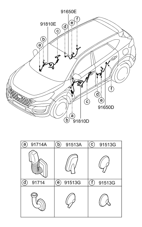 Hyundai 91981-D3020 Grommet-Door Wiring