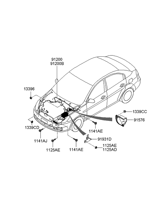 Hyundai 91202-1E012 Wiring Assembly-Engine