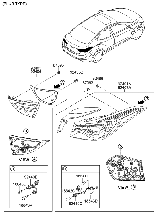 Hyundai 92480-3Y550 Bulb Holder And Wiring Assembly