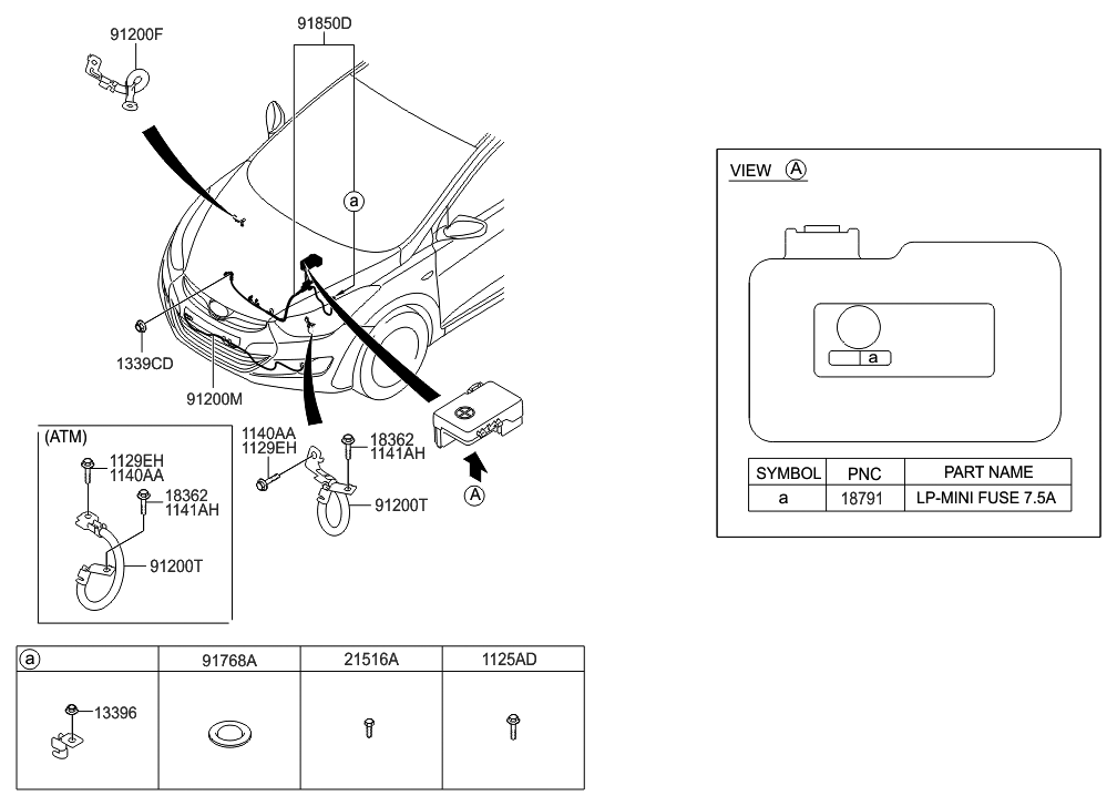 Hyundai 91851-3Y110 Wiring Assembly-Battery