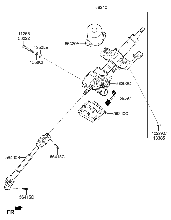 Hyundai 56390-1R400 Column & Housing Assembly