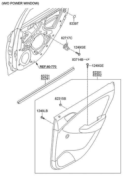 Hyundai 83301-1R010-RY Panel Complete-Rear Door Trim,LH