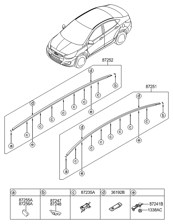 Hyundai 87249-1R000 Clip-Roof Side MOULDING