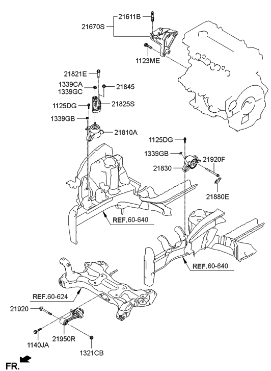 Hyundai 21810-1R000 Engine Mounting Bracket Assembly