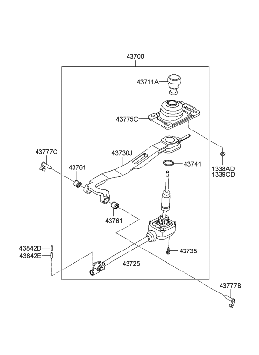 Hyundai 43700-2M401-9P Lever Complete-Gear Shift