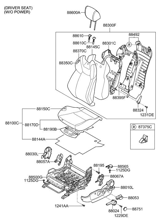 Hyundai 88160-2M110-MAD Front Driver Side Seat Cushion Covering