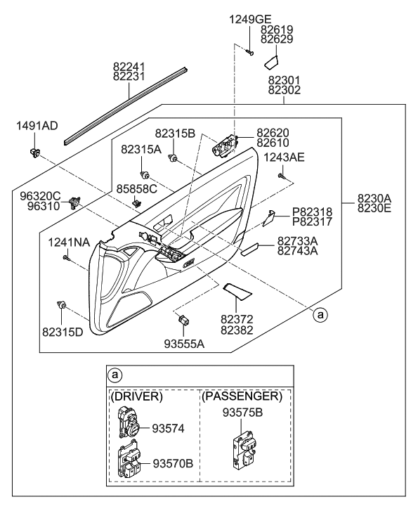 Hyundai 82308-2M670-9P Panel Assembly-Front Door Trim,RH