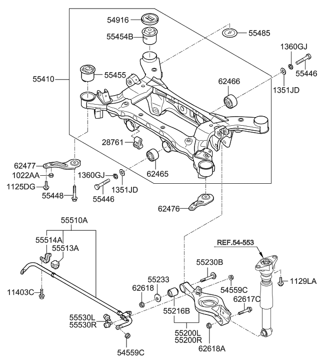 552102M100 Genuine Hyundai Arm CompleteRear Lower,LH