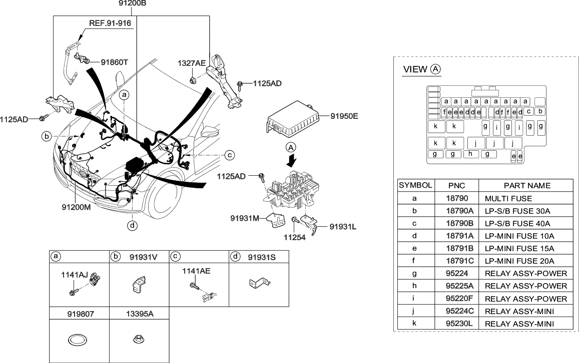 Hyundai 91205-2M101 Wiring Assembly-Front