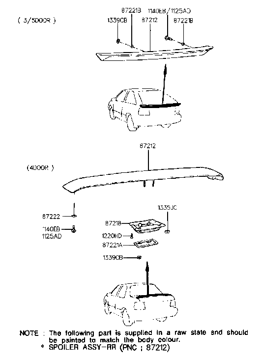 Hyundai 87211-24100 Rear Spoiler Assembly