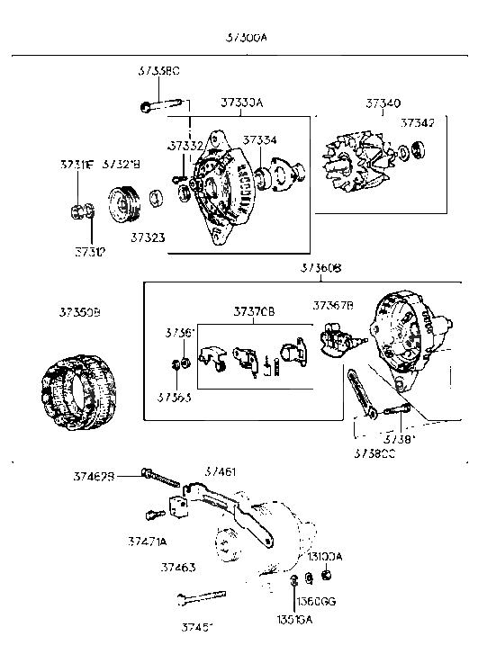 Hyundai 37330-24011 Bracket Assembly-Generator Front