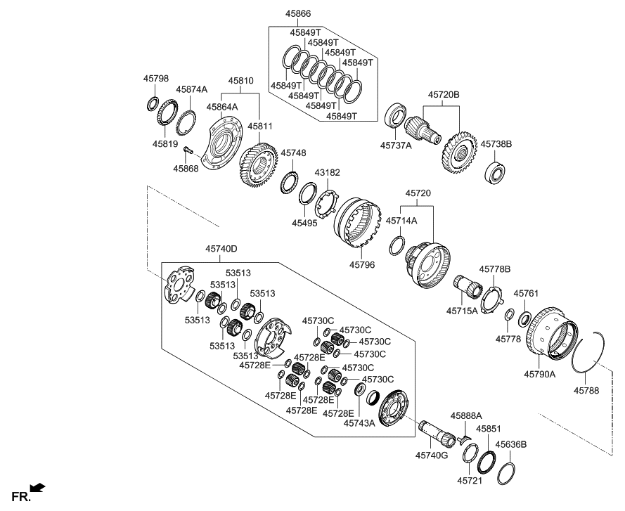 Hyundai 45810-3B610 Gear Kit-Automatic Transaxle Transfer Driven