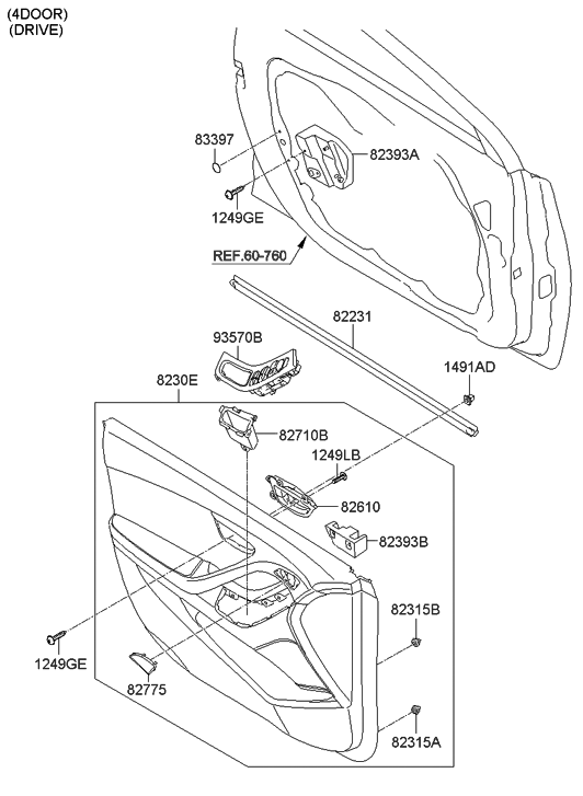 Hyundai 82307-3X060-RY Panel Assembly-Front Door Trim,LH