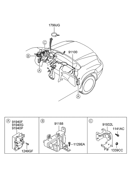 Hyundai 91103-2E061 Wiring Assembly-Main