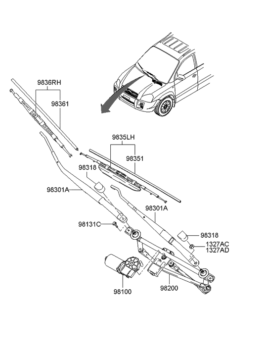 Hyundai 98150-2E010-AS Crank Arm-Windshield WIPER Motor